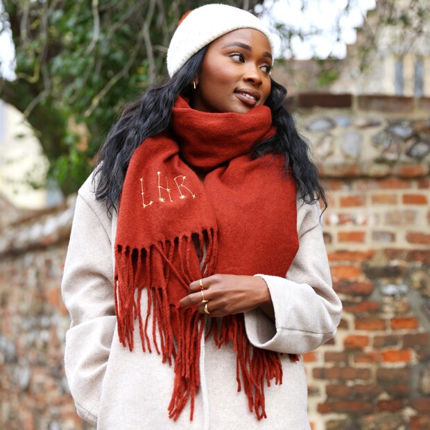Personalised Starry Initials Lambswool Scarf Personalised Starry Initials Lambswool Scarf