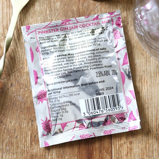 Back of Pinkster Gin Jam 20g Cocktail Mix Sachet