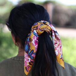 Powder Floral Leopard Satin Head Scarf