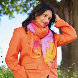 Powder Poppy Bright Print Scarf