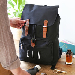 Personalised Initials Canvas Laptop Rucksack