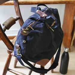 Personalised Debossed Initials Waxed Canvas Holdall in Black