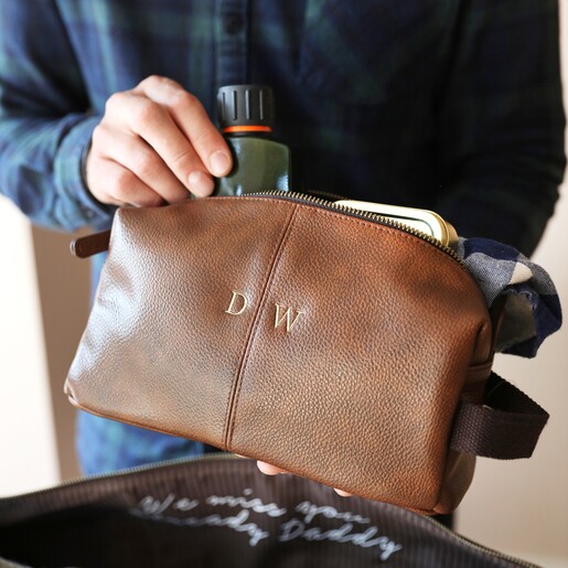 Personalised Luxury Initials Leatherette Wash Bag