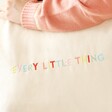 Close up of Personalised Embroidered Rainbow Wording Organic Cotton Tote Bag