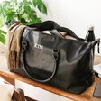 Black Faux Leather Personalised Hidden Message Weekend Holdall