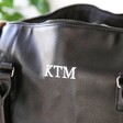 Close up of Personalised Initials of Black Weekend Holdall Bag