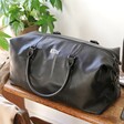Black Faux Leather Personalised 'Your Drawing' Hidden Message Weekend Holdall