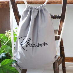 Personalised Name Organic Cotton Drawstring Bag