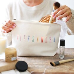 Personalised Rainbow Name Cotton Wash Bag