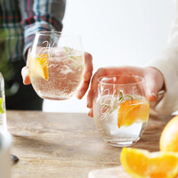 Set of Two His and Hers Glass Tumblers