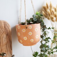 Sass & Belle Daisies Hanging Terracotta Planter
