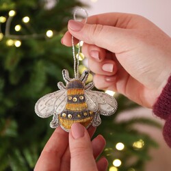 Sass & Belle Embroidered Bee Hanging Decoration