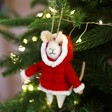 Sass & Belle Felt Mouse in Puffer Jacket Hanging Decoration