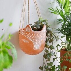 Sass & Belle Finley Fox Terracotta Hanging Planter, H11cm