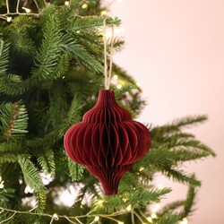 Sass & Belle Honeycomb Paper Hanging Decoration in Deep Red