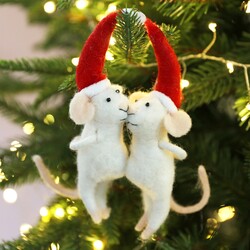 Sass & Belle Kissing Mice Felt Hanging Decoration