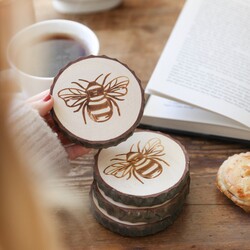 Sass & Belle Set of 4 Wooden Bee Coasters