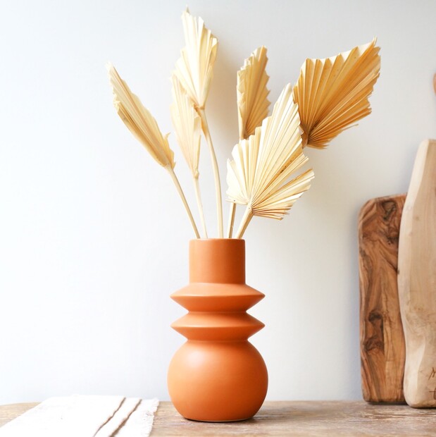 Sass & Belle Terracotta Angled Totem Vase, H20cm