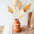 Terracotta Angled Totem Vase with Dried Palm Leaves