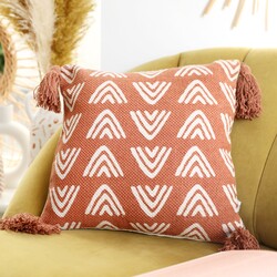 Sass & Belle Triangle Block Print Cushion in Terracotta