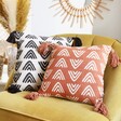 Sass & Belle Triangle Block Print Cushion in Terracotta or black