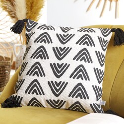 Sass & Belle Triangle Block Print Cushion in Black