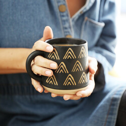 Sass & Belle Wax Resist Triangles Mug in Black