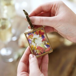 Mini Brass Hanging Frame with Pressed Flowers