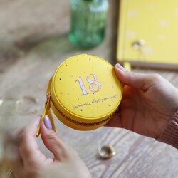Personalised 18th Birthday Mini Round Travel Jewellery Case