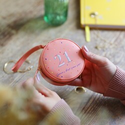 Personalised Birthday Mini Round Travel Jewellery Case