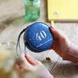 Lisa Angel Navy and Turquoise Personalised 40th Birthday Mini Round Travel Jewellery Case