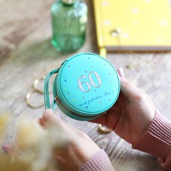 Personalised 60th Birthday Mini Round Travel Jewellery Case