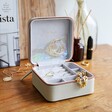 Lisa Angel Ladies' Faux Leather Personalised Birth Flower Square Travel Jewellery Box in Grey