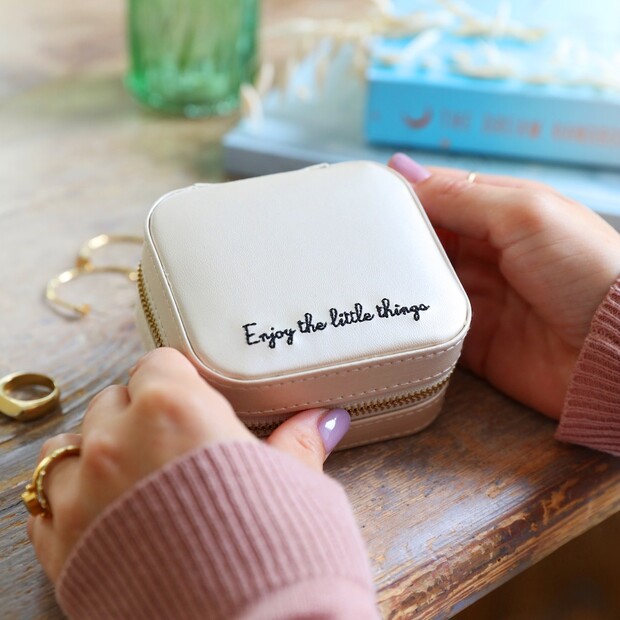 Mini Square 'Enjoy the Little Things' Travel Jewellery Box Mini Square 'Enjoy the Little Things' Travel Jewellery Box