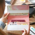 Open Personalised Birth Flower Slim Iridescent Travel Wallet
