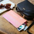 Personalised Birth Flower Slim Iridescent Travel Wallet in Pink