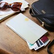 Personalised Birth Flower Slim Iridescent Travel Wallet in Grey