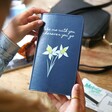 Personalised Birth Flower Slim Travel Wallet in Navy