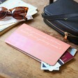 Personalised Message Slim Iridescent Travel Wallet in Pink