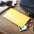 Personalised Message Slim Iridescent Travel Wallet in Mustard