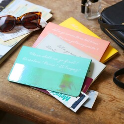 Personalised Message Slim Iridescent Travel Wallet
