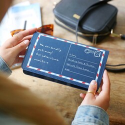 Personalised Postcard Slim Travel Wallet in Navy