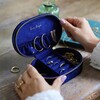 Inside of Lisa Angel Starry Night Velvet Oval Jewellery Case in Navy
