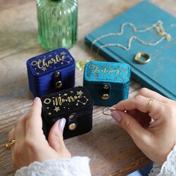 Personalised Starry Night Velvet Petite Travel Ring Box