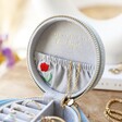 Inside of Personalised Embroidered Flowers Mini Round Velvet Jewellery Case