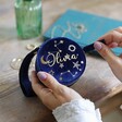 Lisa Angel Women's Personalised Starry Night Navy Velvet Mini Round Jewellery Case