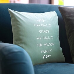 Personalised 'Family Chaos' Square Velvet Cushion