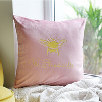 Personalised Name and Bumblebee Velvet Cushion
