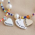 Colourful Personalised Double Heart Miyuki Seed Bead and Freshwater Pearl Bracelet