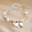 Personalised Double Heart Miyuki Seed Bead and Freshwater Pearl Bracelet